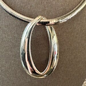 Italian Silver Large Oval Pendant